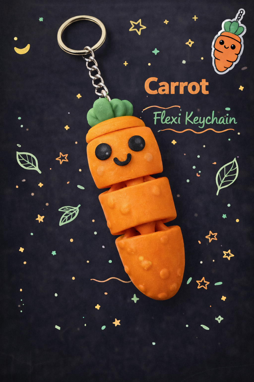 Flexi Carrot Keychain - Layered Vibes LLC