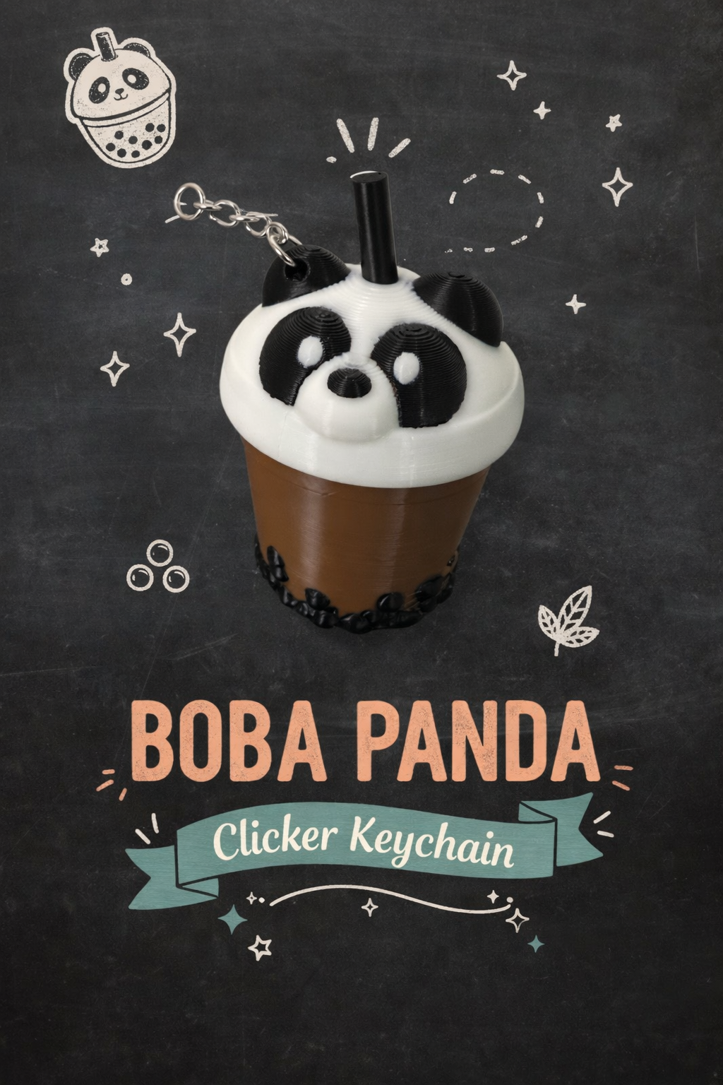 Boba Panda Clicker Keychain - Layered Vibes LLC
