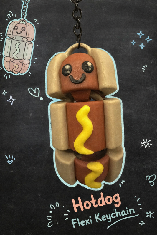 Articulated Hotdog fidget keychain