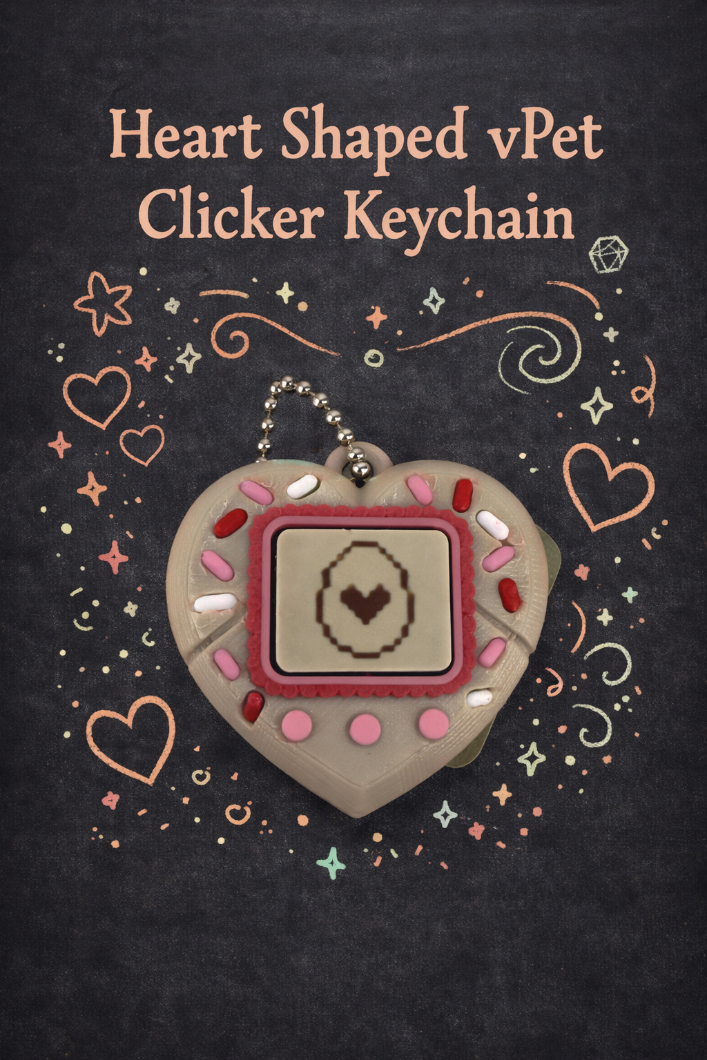 Heart-shaped vPet Clicker Keychain - Layered Vibes LLC