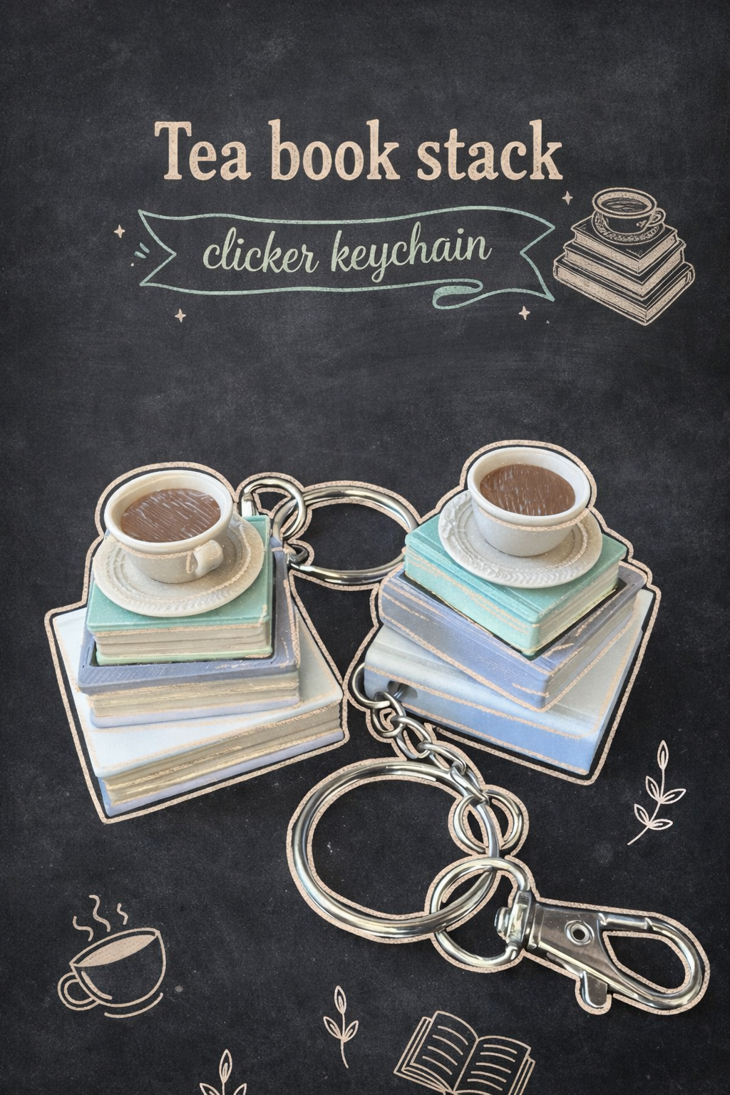 Coffee/Tea book clicker with & without keychain - Layered Vibes LLC