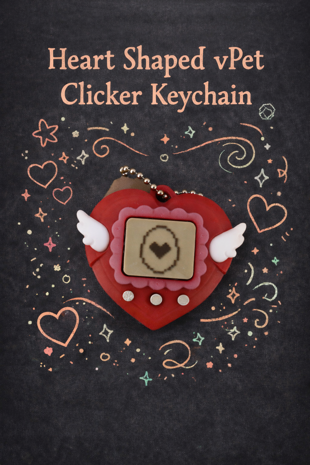 Heart-shaped vPet Clicker Keychain - Layered Vibes LLC