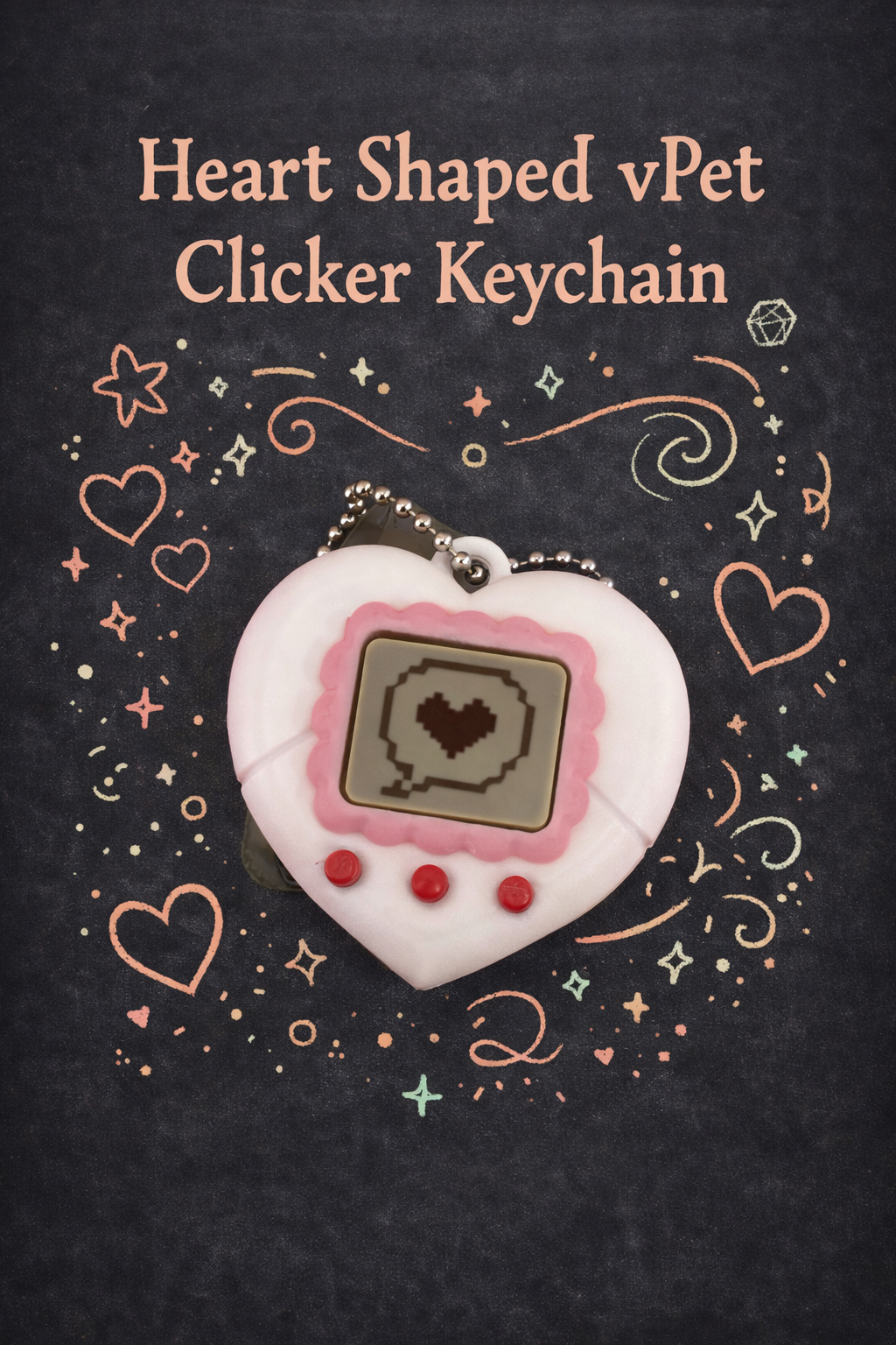 Heart-shaped vPet Clicker Keychain - Layered Vibes LLC