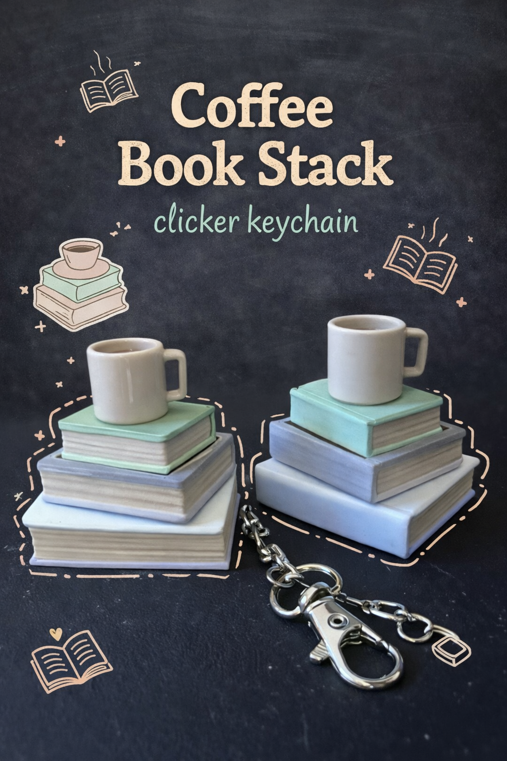 Coffee/Tea book clicker with & without keychain - Layered Vibes LLC