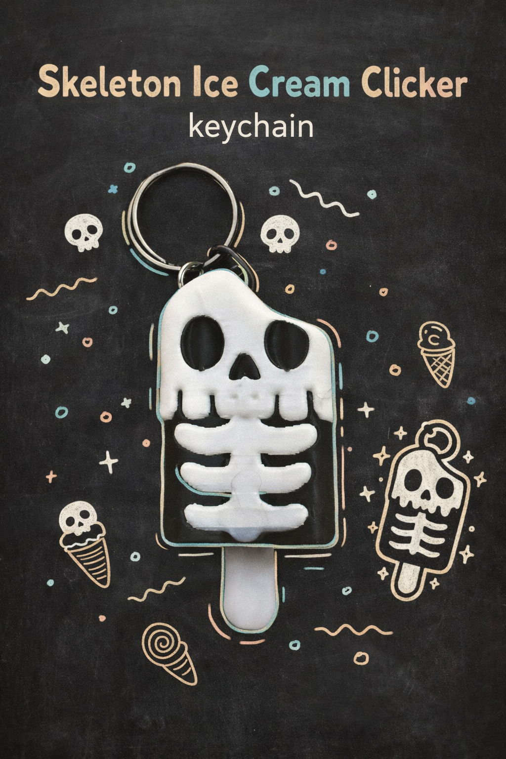 Skeleton Popsicle Clicker with and without Keychain - Layered Vibes LLC