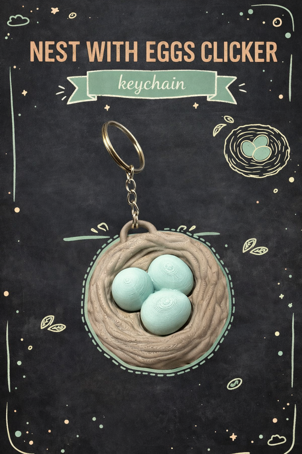 Nest with Eggs Clicker with and without Keychain - Layered Vibes LLC