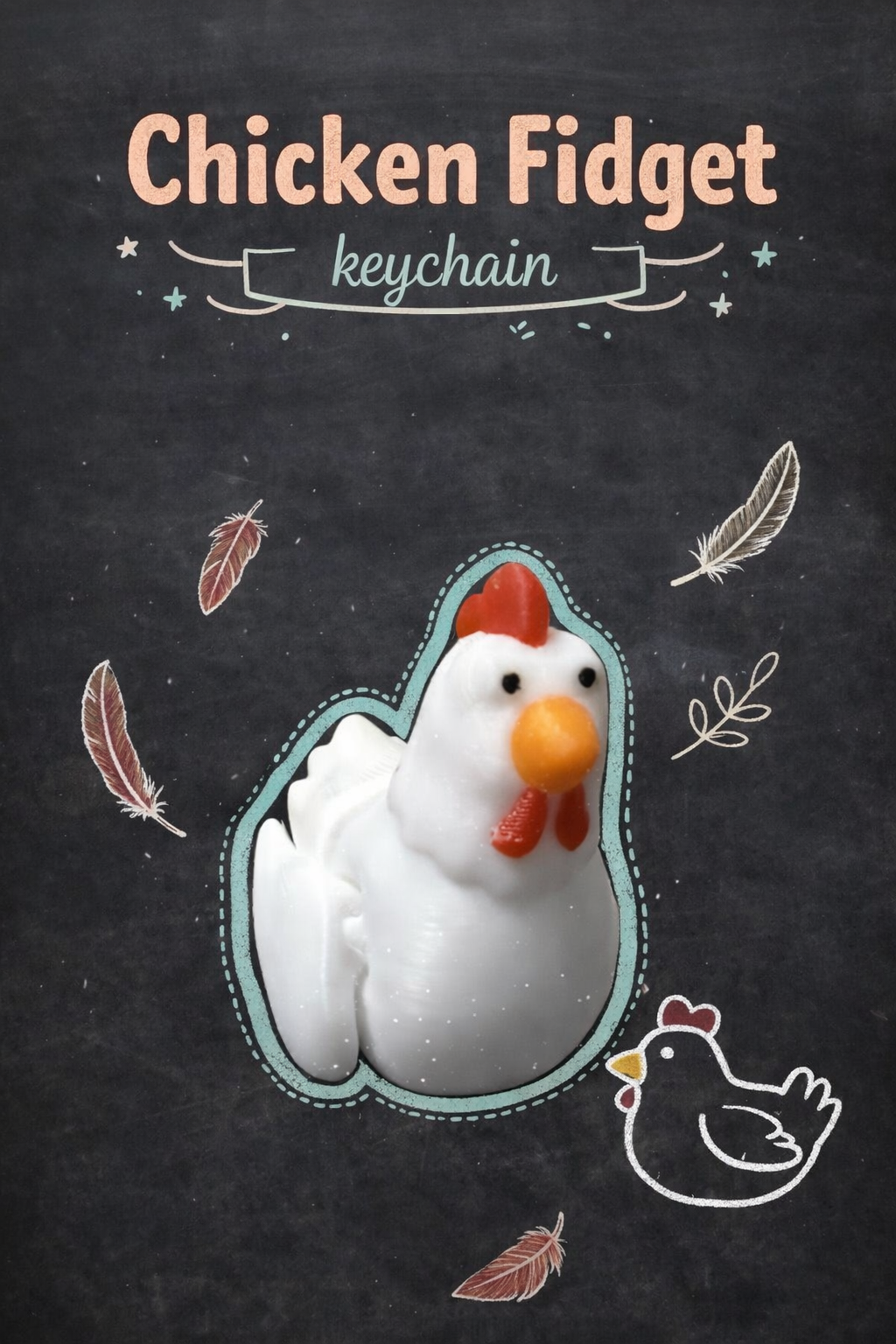 Chicken Fidget with and without keychain - Layered Vibes LLC