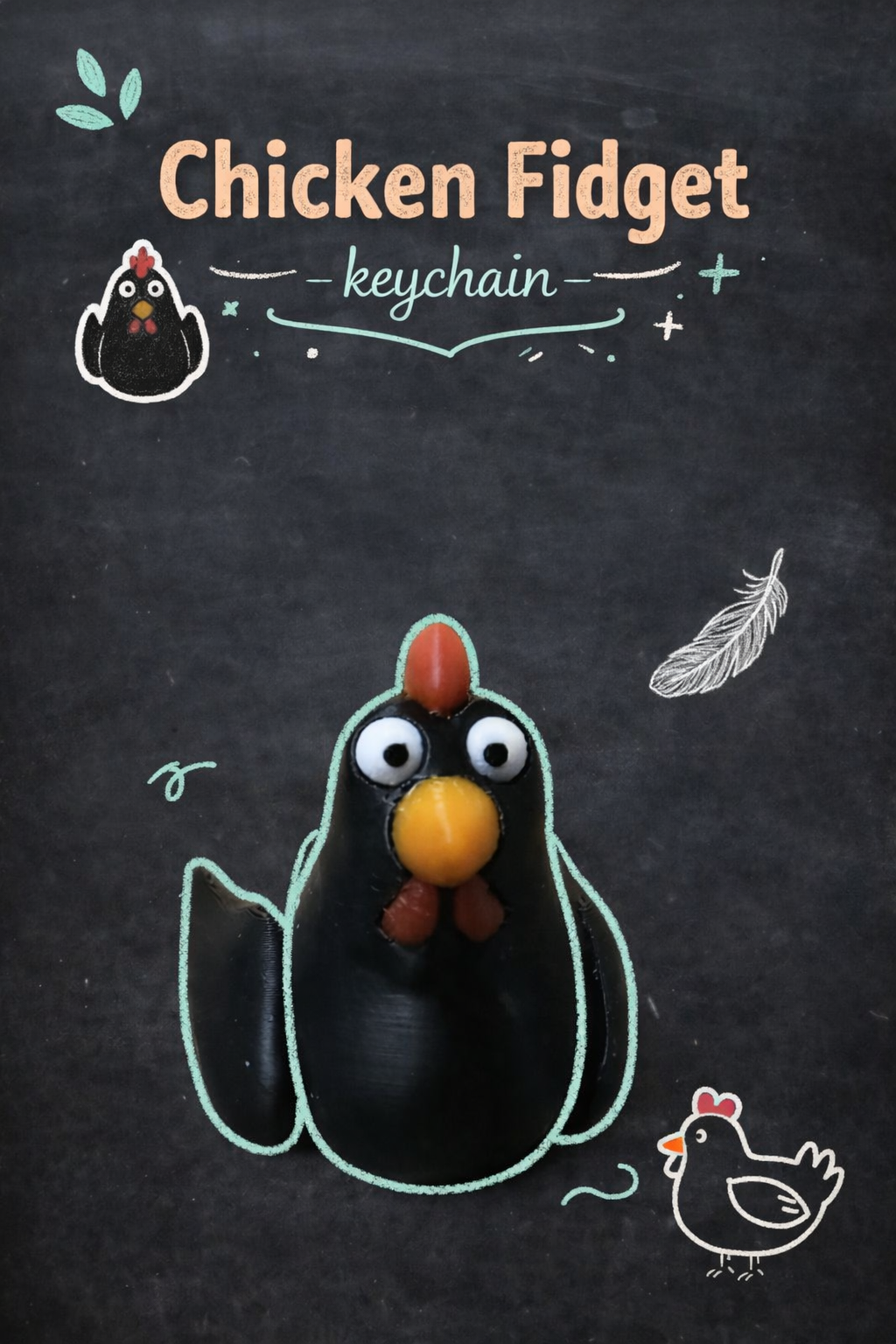 Chicken Fidget with and without keychain - Layered Vibes LLC