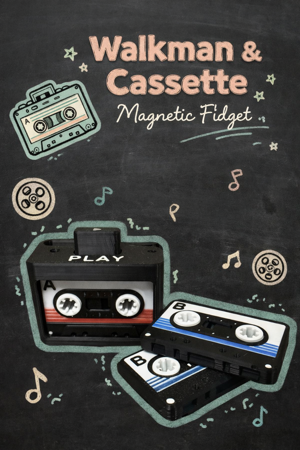 Walkman and Cassette Retro Magnet Fidget - Layered Vibes LLC