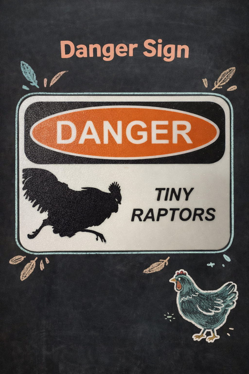Danger Tiny Raptors Chicken Sign - Layered Vibes LLC