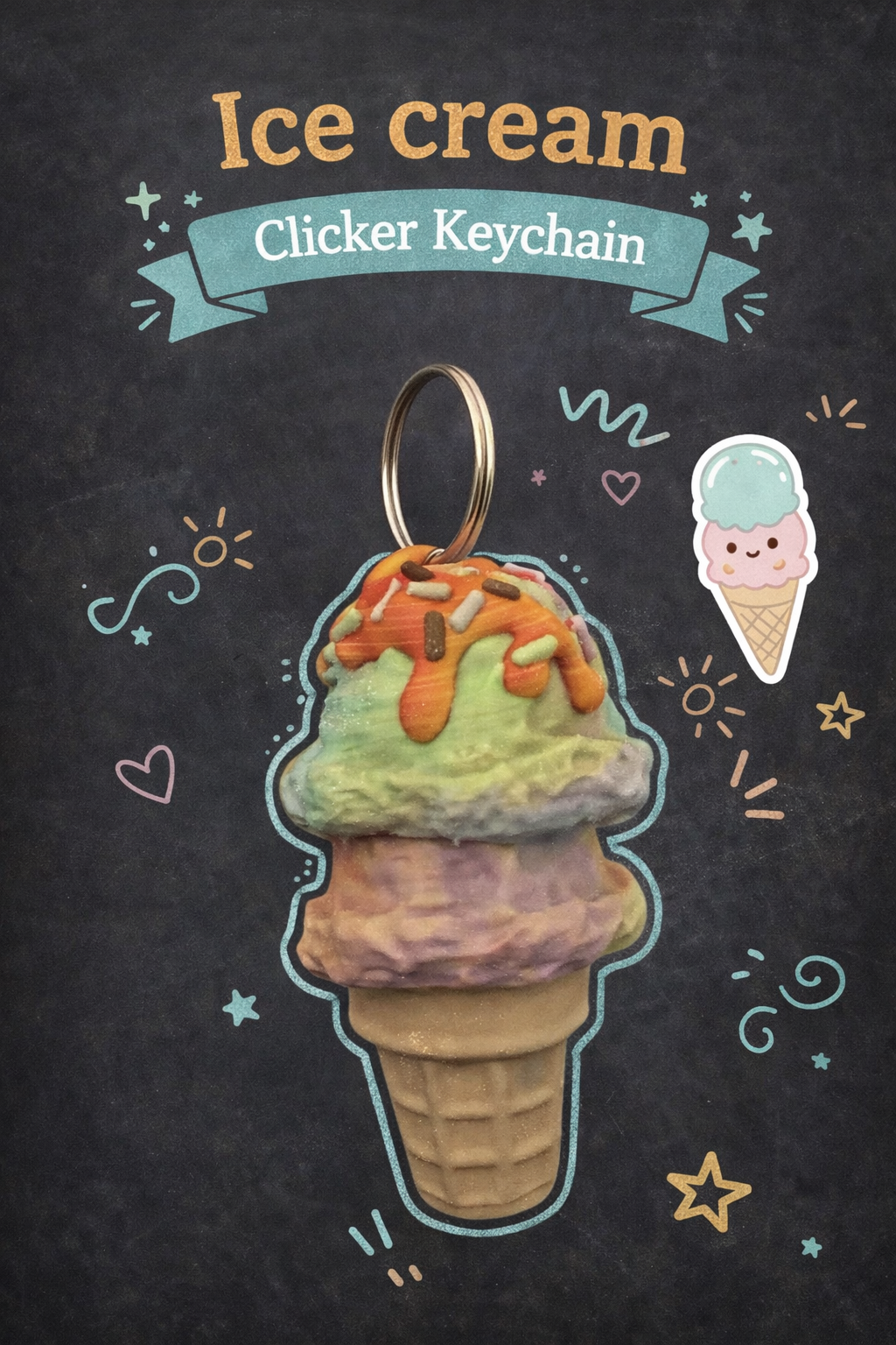Ice Cream Clicker Keychain - Layered Vibes LLC